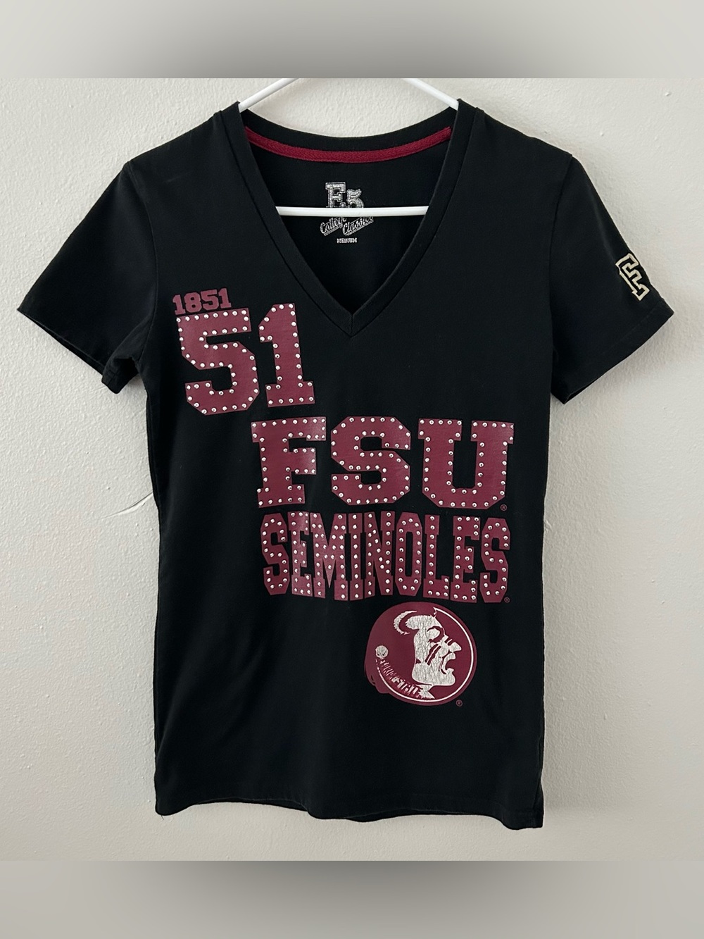 Florida State University FSU Seminoles Studded Shirt Women’s M Y2K College 51 E5